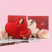 Cadeau Saint Valentin Rouge Rose Coeur Rose Boîte Cadeau Fenêtre Ouverte Conservée Pour Toujours Éternel Rose Pendentif Collier Anneau