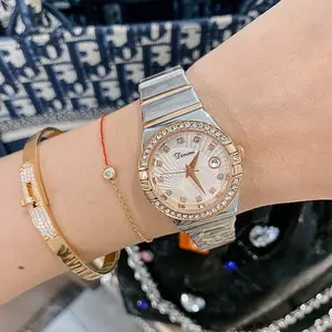 Luxury Dress Ladies Watch Quartz Rhinestone Diamond Accents Watch Stainless Steel Bracelet Water Resistant Women Watch