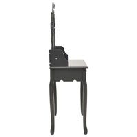 Table de toilette moderne en bois blanc avec miroir, table de maquillage et tabouret, coiffeuse noire avec miroir sur pied