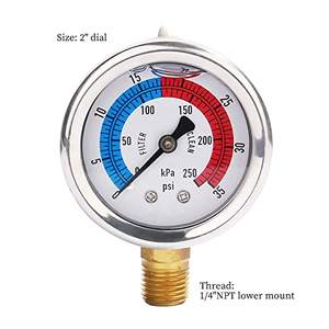 2 \ "manometro per filtro per piscina riempita con glicerina 304 custodia in acciaio inossidabile 1/4 \" NPT supporto inferiore - Product Image 5