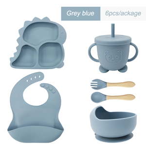 6Pcs 1 Dinosaur Shape Silicone Plate Snail Bowl Baby Feeding <b>Set</b> Bpa Free <b>Microwave</b> Dishwasher Safe Training Sippy Non-Slip - Product Image 3