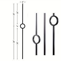 Balustre en acier creux minimaliste noir de 1/2 po x 44 po pour rampes d'escalier de ferme moderne