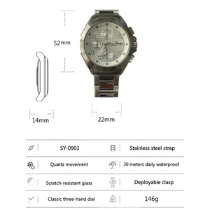 Đồng hồ nam cao cấp bằng thép không gỉ, chống nước, máy quartz, mặt tròn cổ điển và dây đeo ba mắt 20mm. - Product Image 2