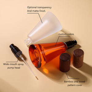 Botella de spray de perfume de cristal naranja con degradado esmerilado serigrafiado con logotipo personalizado 15ml pulverizador de bomba recargable de forma cónica <span class=keywords><strong>Doully</strong></span> - Product Image 3