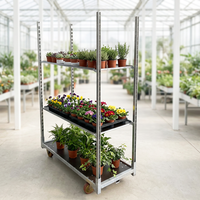 Chariot danois réglable en acier galvanisé à plusieurs niveaux pour plantes en pot et fleurs, idéal pour les centres de jardinage