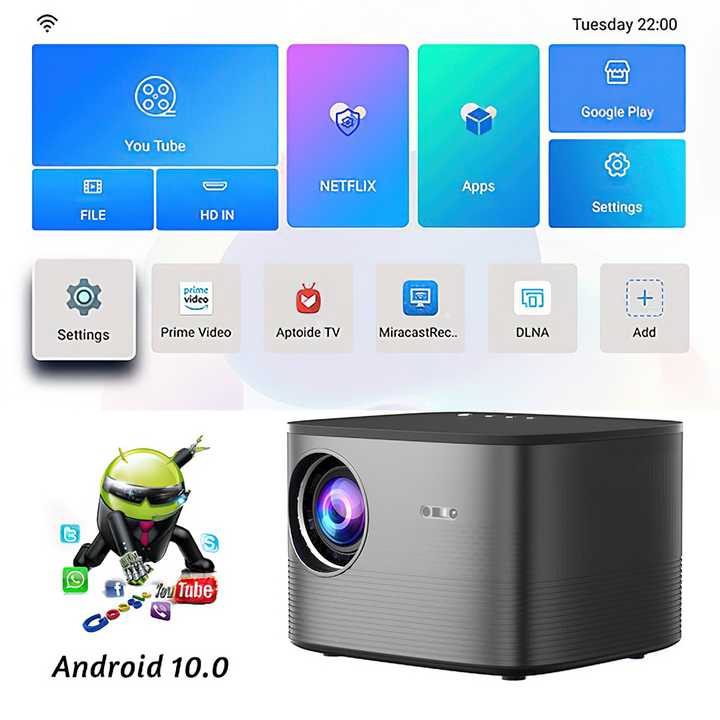 Hot Selling Android Projector F18 3D Electronic Focus 5G WiFi ...