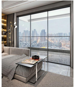 Verre à cadre en alliage d'aluminium français économe en énergie à vendre des portes-fenêtres coulissantes de sécurité en noir trempé - Product Image 6