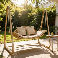 Fauteuil suspendu d'extérieur moderne en métal avec coussins imperméables - Conception double balançoire pour cour de villa et terrasse - 1 place