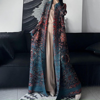 Vente directe usine – Nouvelle Abaya musulmane traditionnelle plissée pour femme, grande taille, imprimé arabe du Moyen-Orient, coupe-vent