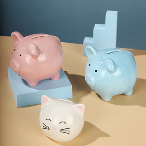 <span class=keywords><strong>Hucha</strong></span> de cerámica con forma de gato 2025, lindo regalo de cumpleaños para niños, caja de ahorro de dinero con diseño de <span class=keywords><strong>gatito</strong></span> - Product Image 2