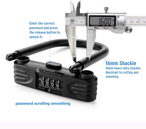 Cadenas à code spécial en <span class=keywords><strong>caoutchouc</strong></span> résistant, cadenas numérique <span class=keywords><strong>pour</strong></span> vélo de montagne, sécurité lourde, cadenas en U <span class=keywords><strong>pour</strong></span> vélo - Product Image 5