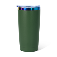 Mug de voyage réutilisable en acier inoxydable à double paroi de 20 oz plaqué arc-en-ciel avec couvercle pour gravure au laser