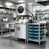 Lave-vaisselle de qualité industrielle, lave-verres commercial en acier inoxydable avec cycle rapide pour usine alimentaire, cantine, cuisine