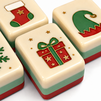 Juego de Mahjong Americano Premium de Navidad, Tablero de Mahjong Acrílico Multicapa, Regalo Navideño para Niños y Niñas