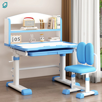 Ensemble bureau et chaise réglable en hauteur pour la maison, les enfants et les étudiants, avec bibliothèque, bureau d'étude pour enfants d'âge scolaire