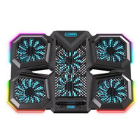 Ventilateur de refroidissement pour ordinateur portable de jeu RGB, alimenté par USB, réglable, 5 ventilateurs, pour ordinateurs portables de 12 à 17 pouces