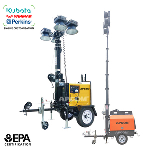 Générateur diesel Kubota portable télescopique de 7,5 m, 11 kW, avec tour d'éclairage LED de 600 W pour l'entretien routier et la construction - Product Image 1