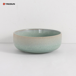 จานเซรามิกพอร์ซเลนลายทางสไตล์เรียบง่าย ชามเคลือบรีแอกทีฟแบบนูนลายตามสั่ง สำหรับร้านอาหารและโรงแรม - Product Image 2