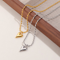 Collier YF8291, design de niche, mode élégante à la française, pendentif en forme de cœur, perles de riz, plaqué or 18 carats, acier inoxydable imperméable