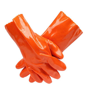 ถุงมือ Dongya 828 ไซส์ XL 28 ซม. บุซับในสีส้ม ถุงมือป้องกันสารเคมี PVC - Product Image 2