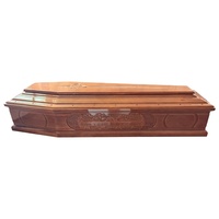Ataúd de Madera Maciza Pulida de Alto Brillo Estilo Europeo, Ecológico, Tallado a Mano con Motivo de la Última Cena, Color Personalizado para Funerales