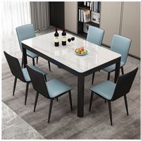Table à Manger en Verre et Chaises, Ensemble Complet de Salle à Manger Luxe Classique pour 6 ou 8 Personnes