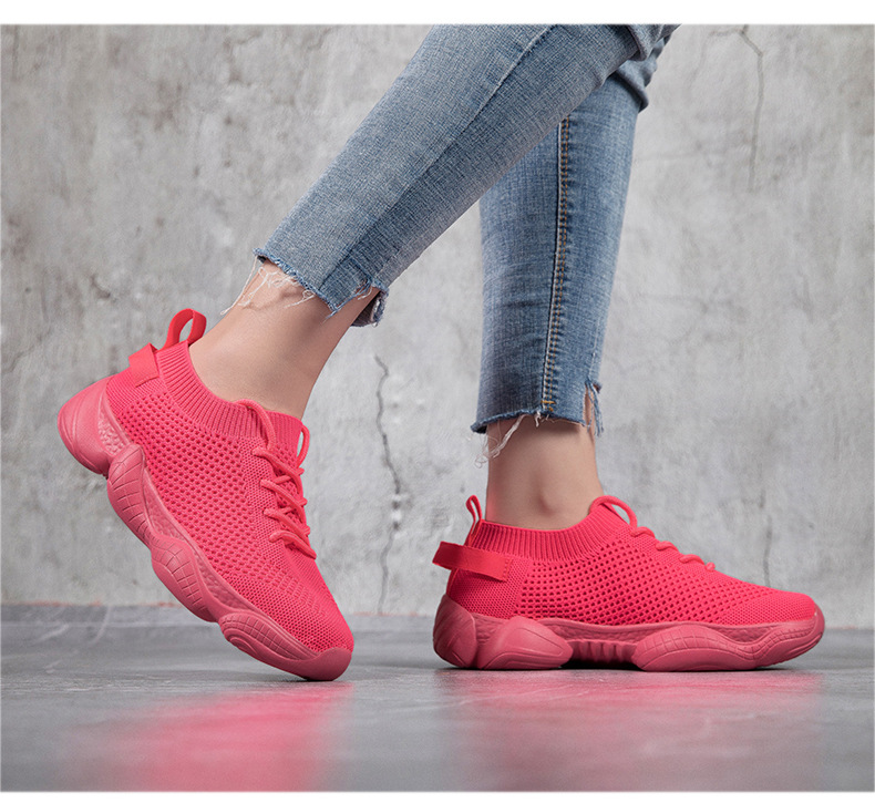 Zapatillas Deportivas Para Mujer Color Rosa Neón Con Plataforma - Cómodas Para El Día A Día