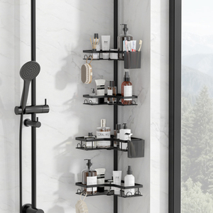Étagère d'angle de douche étanche et réglable à 4 niveaux pour baignoire et salle de bain, support de douche à tension - Product Image 6