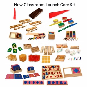 Nuovo Kit Base per Aula Didattica: Torre Rosa, Scala Marrone, Barre Rosse, Perline Dorate, Alfabeto Mobile, Inserti Metallici 3-13 Anni - Product Image 1