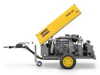 Compresor de Aire de Tornillo Portátil Atlas Copco XAS97Dd, Bajo Ruido, Motor Diésel para Construcción, Minería y Uso Industrial