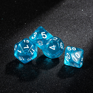 Vente en gros usine : Ensemble de dés polyédriques transparents bleu clair, personnalisables, pour jeux de table en vrac, DND et <span class=keywords><strong>RPG</strong></span> - Product Image 4