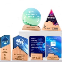 Souvenir Offre Spéciale Business Award Sublimation Crystal Trophy Honor Plaques en bois vierges de luxe Trophées en cristal en bois personnalisés