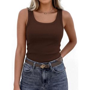 FOXA Women's Sleeveless Square Neck Ribbed Tank Top Fitted Basic <b>Cami</b> Shirt Casual Summer Wear - Product Image 2