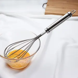 Whipping Egg And Cream Handle Hand Manual Egg Beater Stainless Steel Whisk Handheld Eggbeater