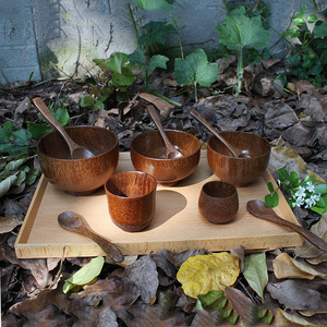 Juego de Tazones Redondos de Madera con Diseño de Alas de Pollo, Duraderos, para Arroz, Fideos, Sopa, Vajilla para Picnic - Product Image 1