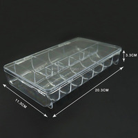 Marque privée en gros 600 pièces 550 embouts/boîte 11 grilles vides boîte de conseils d'art d'ongle en plastique acrylique conseils boîte de présentation de stockage