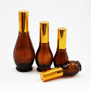 ขวดแก้วสีน้ำตาลอำพันเงา ขนาด 15 มล. 20 มล. 30 มล. 50 มล. 60 มล. รูปทรงแปลกตา พร้อมหัวปั๊มหยดสำหรับน้ำมันหอมระเหย - Product Image 6
