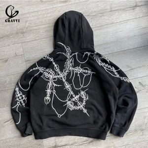 Sweat-shirt à capuche d'hiver imprimé style gothique sombre, streetwear oversize, style punk, unisexe, hip-hop, tenue décontractée tendance - Product Image 2