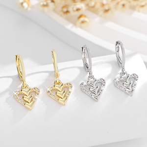 2025 colgante fino de alta calidad corazón hueco 14K cobre chapado en oro con incrustaciones de circón fiesta pendientes de latón joyería de mujer - Product Image 2