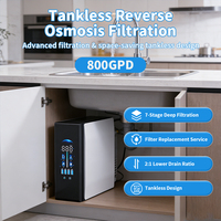 Système de filtration d'eau potable par osmose inverse 2:1 Pure to Drain RO, 800 GPD, sans réservoir, panneau intelligent composite, 7 étapes