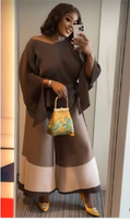Nouvelle Collection : Ensemble Deux Pièces Plissé Issey Miyake pour Femme, Grande Taille, Manches Trois-Quarts, Patchwork Coloré, Style Africain Tendance et Élégant