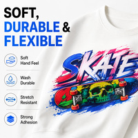 Film de transfert thermique DTF personnalisé, impression couleur intégrale, rouleau PET, toucher doux, facile à presser pour T-shirts, vêtements, articles de mode, impression DIY