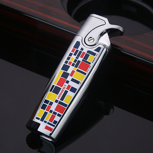 YN logotipo personalizado Metal solo fuego antorcha encendedor cigarro a prueba de viento encendedor cuerpo delgado Gas encendedor - Product Image 1