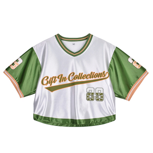 Camiseta Deportiva Corta Personalizada para Jóvenes, Estilo Vintage, Uniforme de Animadoras, Sublimación, Satén, Manga Corta, Estilo Béisbol - Product Image 1