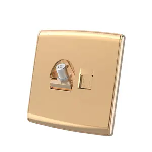 Sirode S2 Series British Standard Modern Gold Luxury 1 Gang Computer And Satellite Signal Electrical Wall Socket For Home