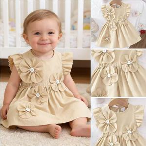 Vestido Rojo con Flores para Niñas, Diseño Adorable con Flores 3D y Mangas Abullonadas, <span class=keywords><strong>Ropa</strong></span> para Bebés y Niñas, OEM ODM - Product Image 2
