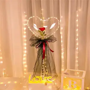 Gloeiende Liefde Hart Bobo Ballon Rose Boeket Bruiloft Engagement Anniversary Gift Party Verjaardag Decoratie Ballon