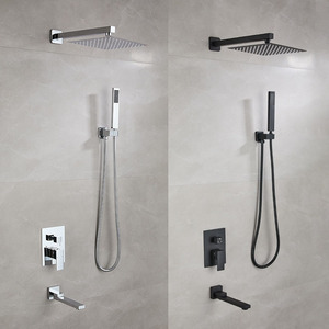 Sistema <span class=keywords><strong>Doccia</strong></span> Incassato a 3 Funzioni con Soffione Quadrato a Pioggia, Bocchetta Vasca e Doccetta a Parete in Ottone per Bagno - Product Image 4