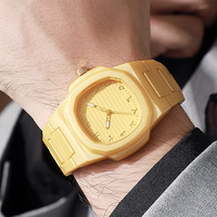 Classique Moyen-Orient Chiffre Arabe Cadran Bleu Or Quartz Montre pour Hommes Casual Silicone Montre Peut Personnaliser