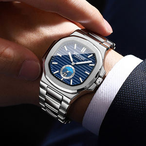 Montre-bracelet de luxe BINBOND 1786, style vintage, pour homme, montre à quartz, étanche, décontractée, 40 mm, aiguilles lumineuses, montre carrée - Product Image 2